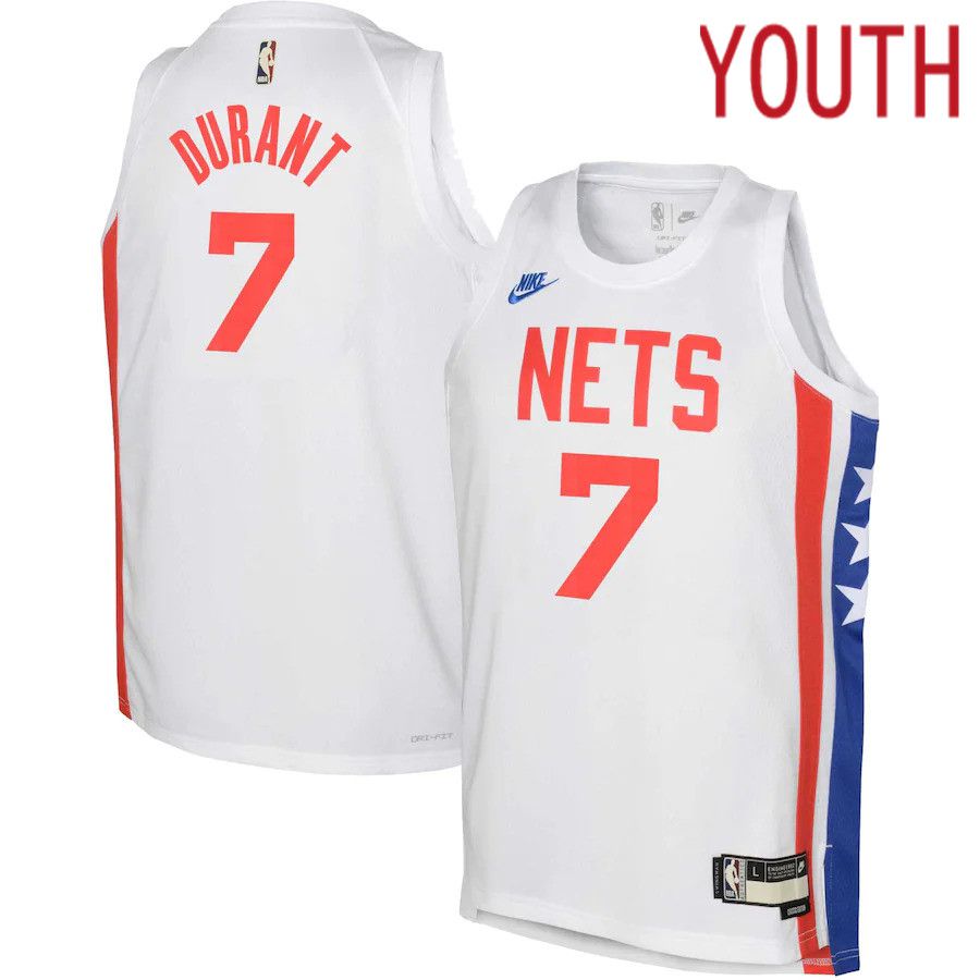 Youth Brooklyn Nets #7 Kevin Durant Nike White 2022-23 Swingman NBA Jersey